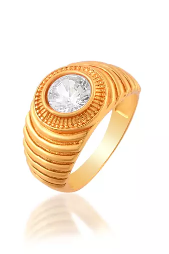 Brass gold white quartz finger ring
