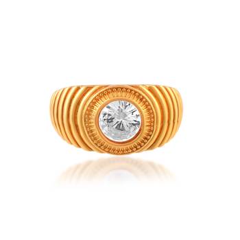 Brass gold white quartz finger ring 3