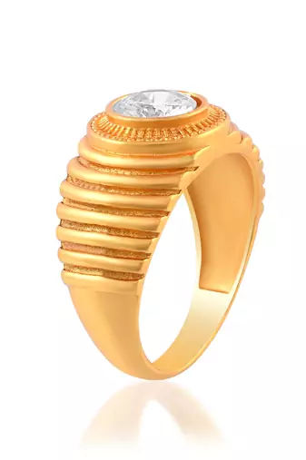 Brass gold white quartz finger ring
