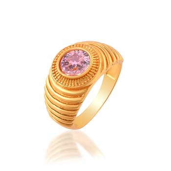 Brass gold plated rose quartz finger ring 2
