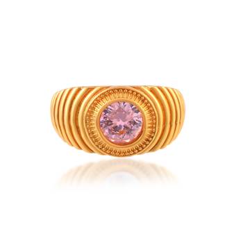 Brass gold plated rose quartz finger ring 3