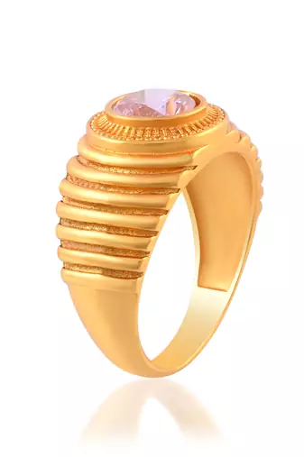 Brass gold plated rose quartz finger ring