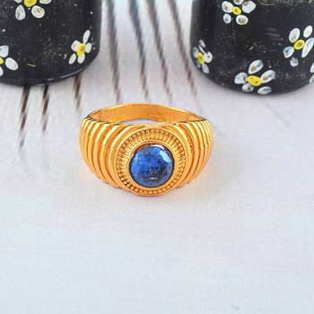 Brass gold blue sapphire finger ring 1