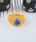 Brass gold blue sapphire finger ring