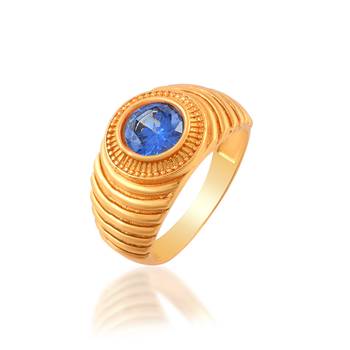Brass gold blue sapphire finger ring 2