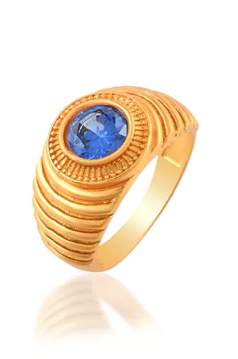 Brass gold blue sapphire finger ring
