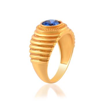 Brass gold blue sapphire finger ring 4