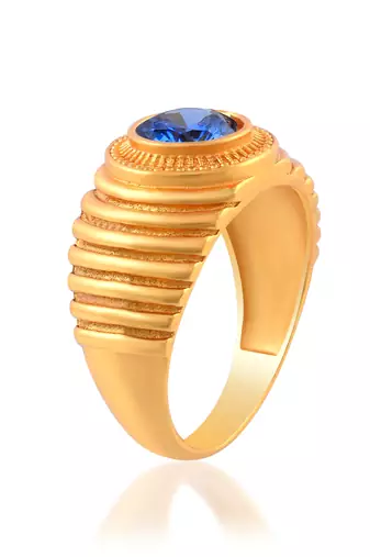 Brass gold blue sapphire finger ring
