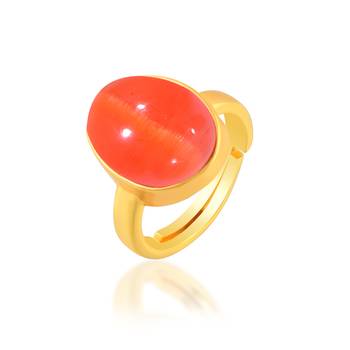 Brass gold plated red cats eye lehsuniya finger ring 2