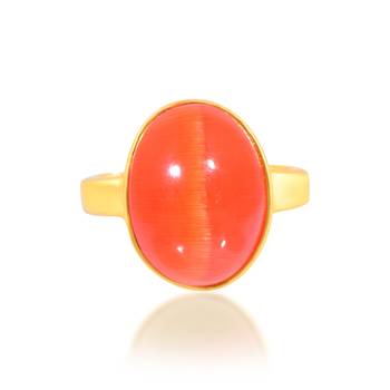 Brass gold plated red cats eye lehsuniya finger ring 3