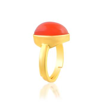 Brass gold plated red cats eye lehsuniya finger ring 4