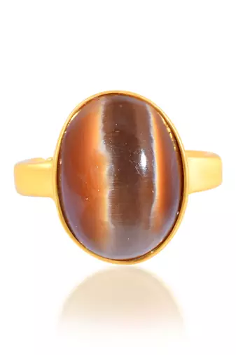 Brass gold chrysoberyl cats eye lehsuniya finger ring