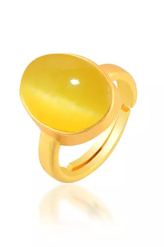 Brass gold chrysoberyl cats eye lehsuniya finger ring