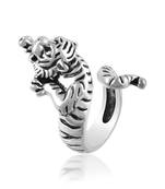 Brass antique silver attacking tiger finger ring