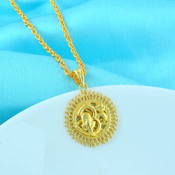 Brass gold plated om pendant 1