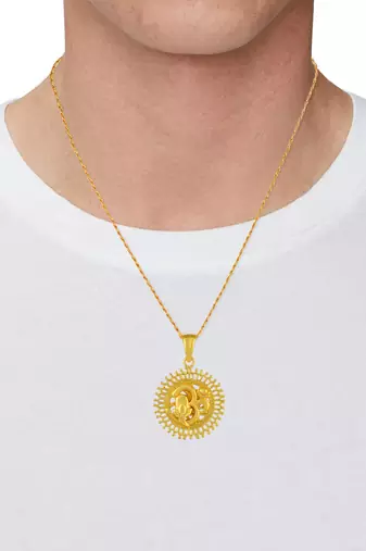 Brass gold plated om pendant