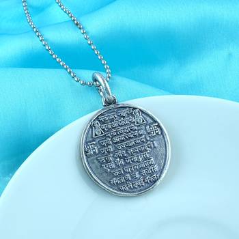 Brass antique silver plated navkar mantra pendant 1