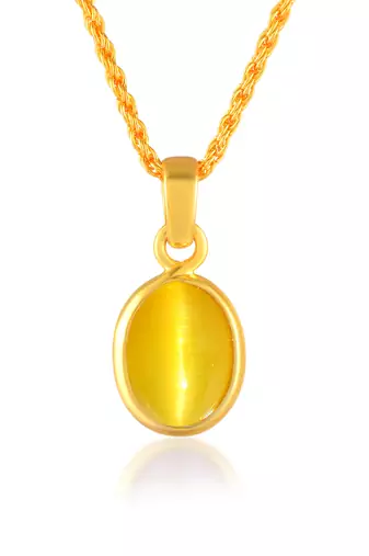 Brass gold chrysoberl tiger eye lehsuniya pendant