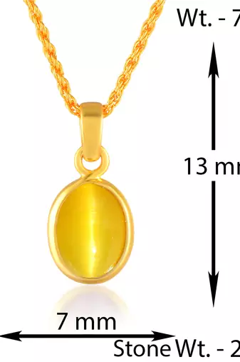 Brass gold chrysoberl tiger eye lehsuniya pendant