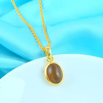 Brass gold chrysoberl cats eye lehsuniya pendant 1