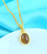 Brass gold chrysoberl cats eye lehsuniya pendant
