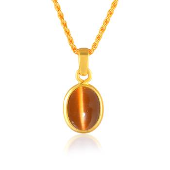 Brass gold chrysoberl cats eye lehsuniya pendant 2