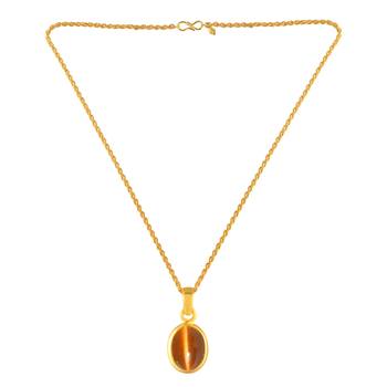 Brass gold chrysoberl cats eye lehsuniya pendant 3