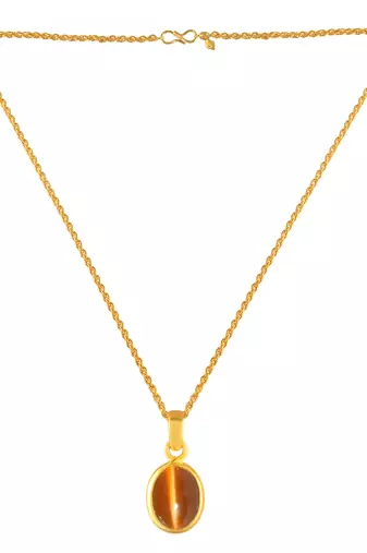Brass gold chrysoberl cats eye lehsuniya pendant