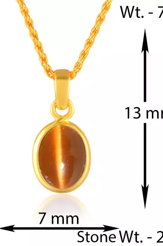 Brass gold chrysoberl cats eye lehsuniya pendant