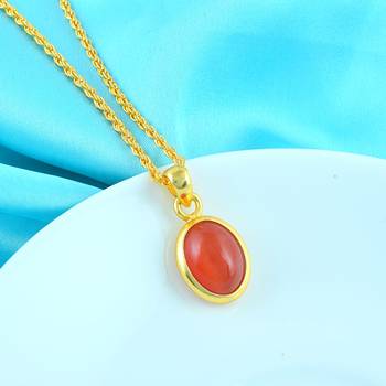 Brass gold chrysoberl red cats eye lehsuniya pendant 1