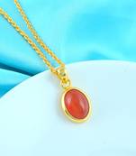 Brass gold chrysoberl red cats eye lehsuniya pendant