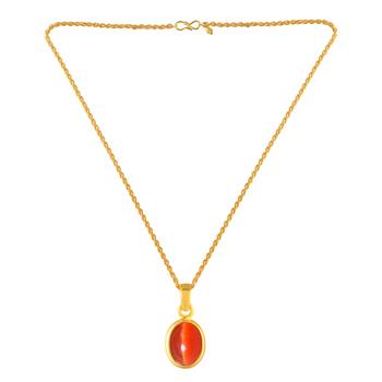 Brass gold chrysoberl red cats eye lehsuniya pendant 3