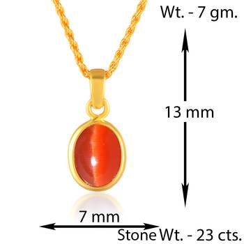 Brass gold chrysoberl red cats eye lehsuniya pendant 4