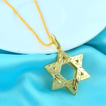 Brass star of david pendant jewish jewellery men women 1