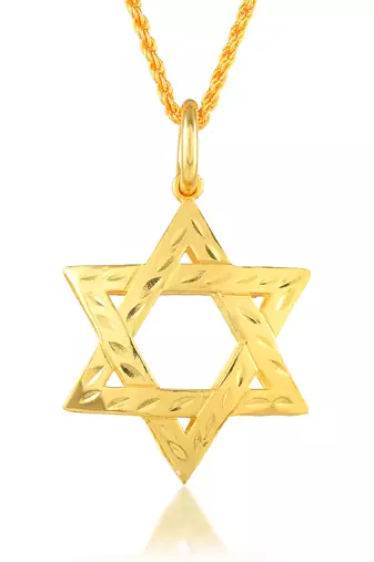 Brass star of david pendant jewish jewellery men women