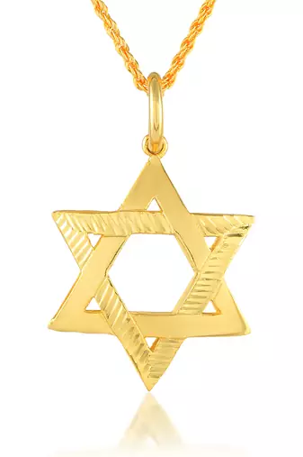 Brass star of david pendant jewish jewellery men women