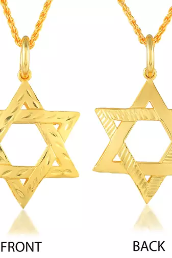 Brass star of david pendant jewish jewellery men women