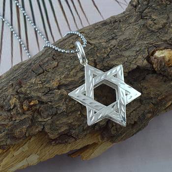 Brass star of david pendant jewish jewellery men women 1