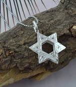 Brass star of david pendant jewish jewellery men women