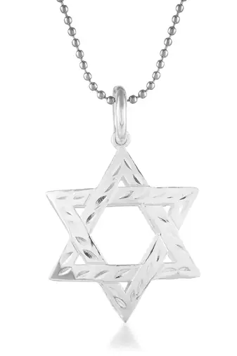 Brass star of david pendant jewish jewellery men women