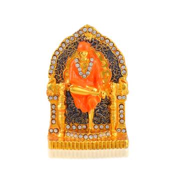 Brass gold shirdi sai baba stand idol figurine spiritual 1