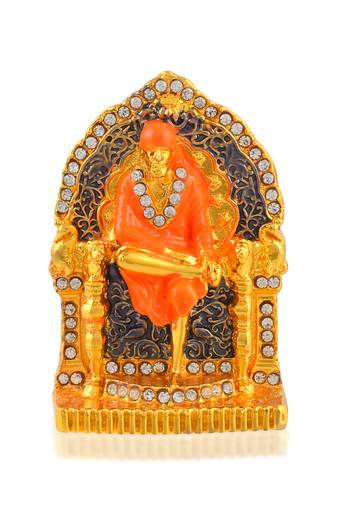 Brass gold shirdi sai baba stand idol figurine spiritual