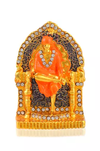 Brass gold shirdi sai baba stand idol figurine spiritual