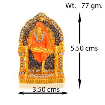 Brass gold shirdi sai baba stand idol figurine spiritual 2