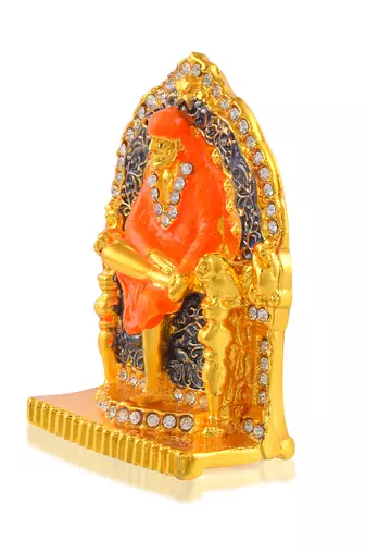 Brass gold shirdi sai baba stand idol figurine spiritual