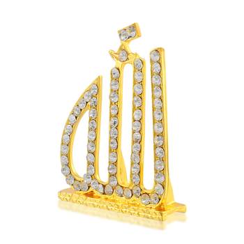 Brass gold imitation diamond, allah word stand home décor muslim islamic 3