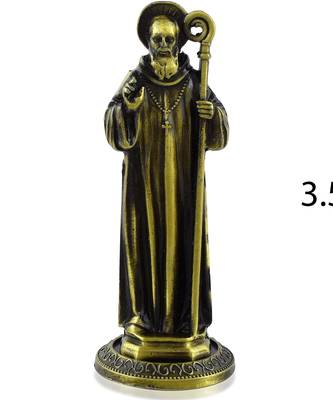 dzine trendz decorative brass saint benedict figurine with antique finish 2