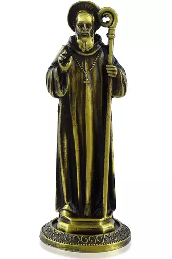 dzine trendz decorative brass saint benedict figurine with antique finish