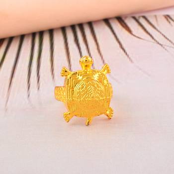 Brass micron gold tortoise kachua shree yantra hindu spiritual finger ring 1