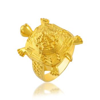Brass micron gold tortoise kachua shree yantra hindu spiritual finger ring 2